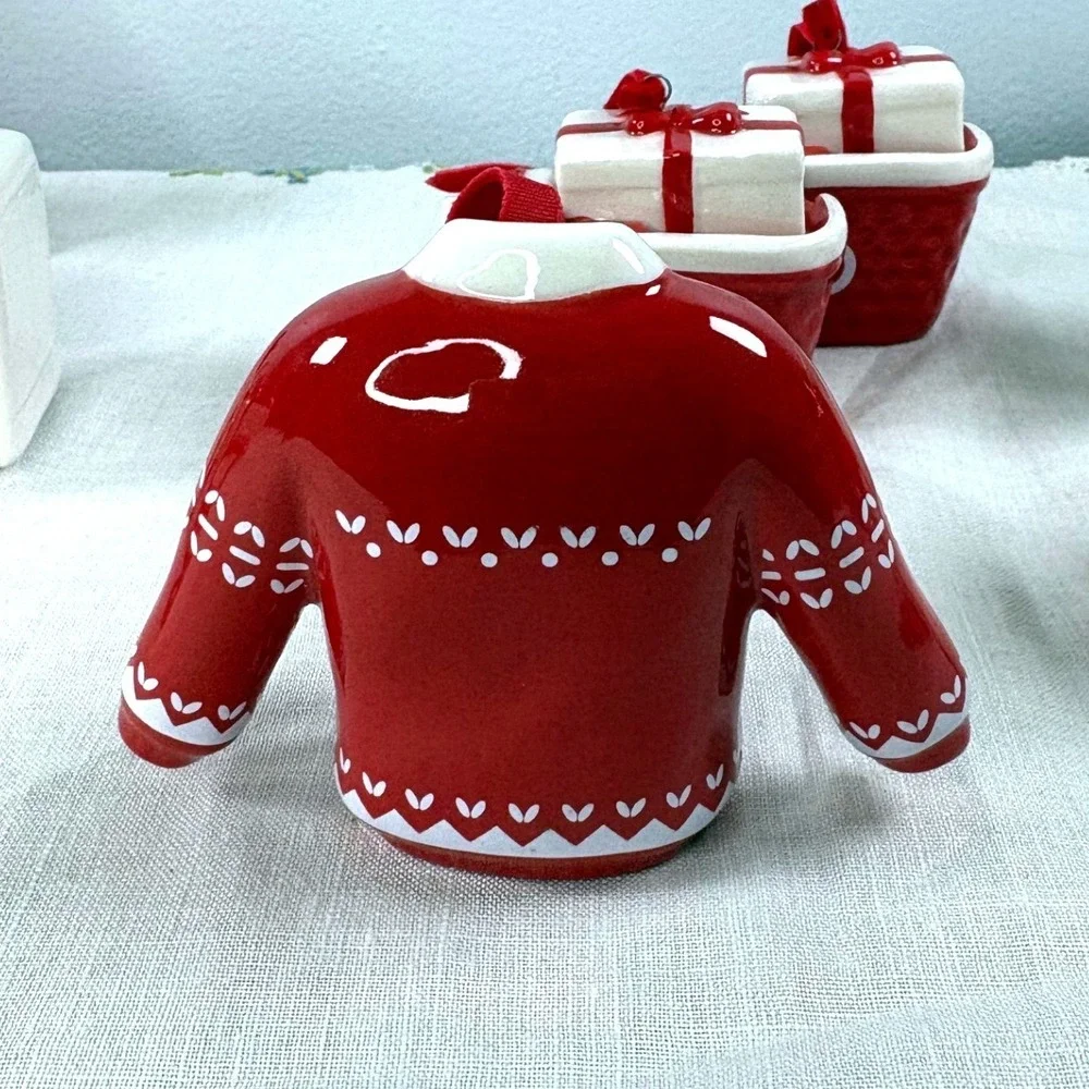 Target Ceramic Christmas Ornaments 12pc Set Red White Dog